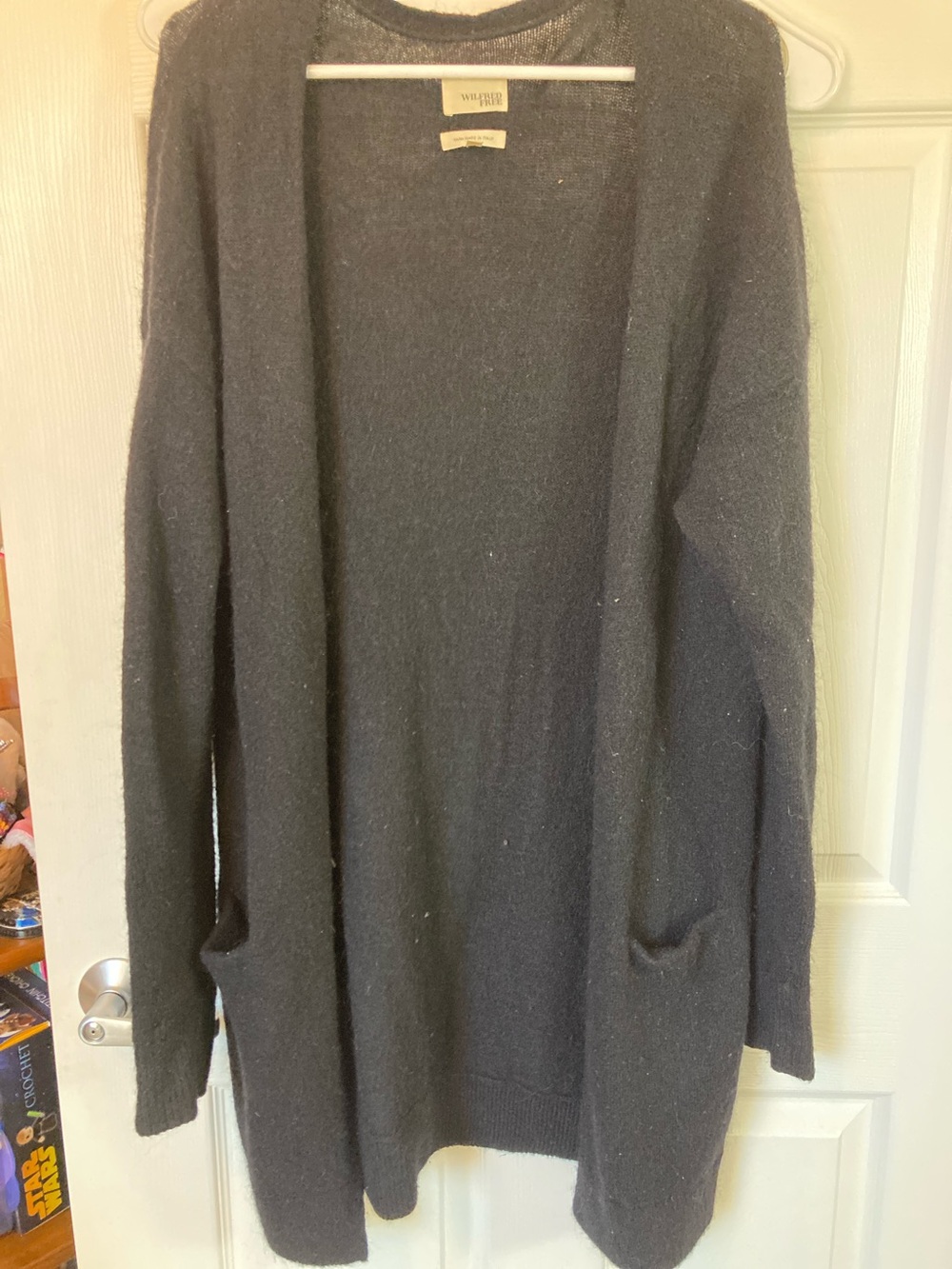 Wilfred Black Open-Front Cardigan with Pockets